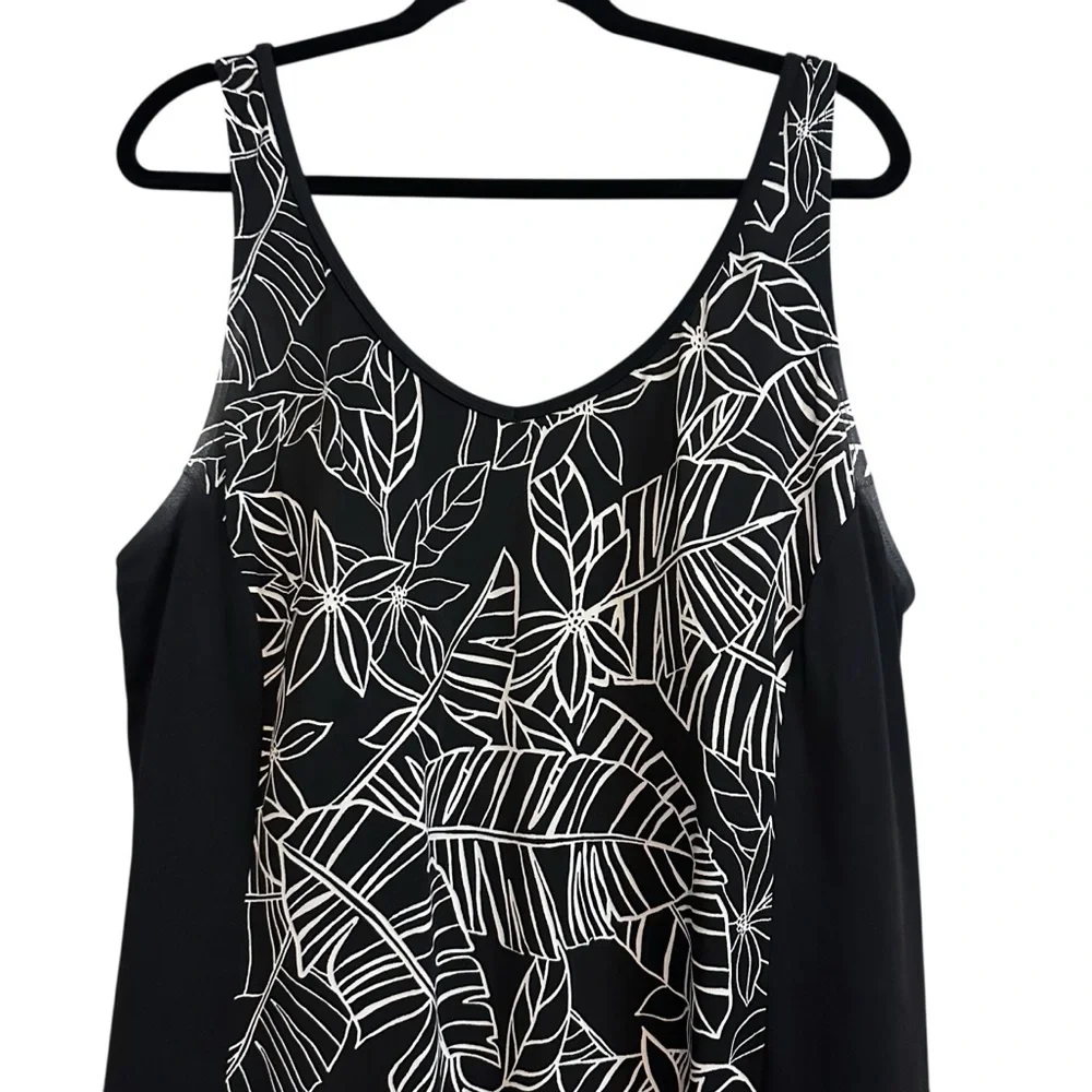 Tropical Escape Black and White Swim Dress Size 24W - Picture 2 of 6